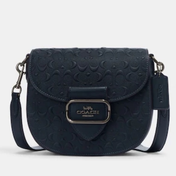 Coach Morgan Saddle Bag In Signature Leather COLOR:
Gunmetal/Midnight Navy - Picture 2 of 5